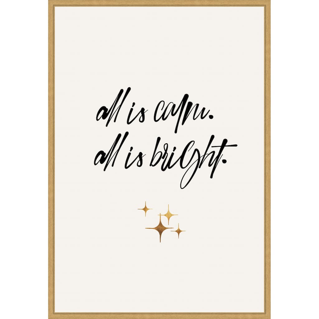 All Is Bright by Eins Kubistika (23 x 33 in.), Framed Canvas Wall Art Print - Sylvie Bright Gold