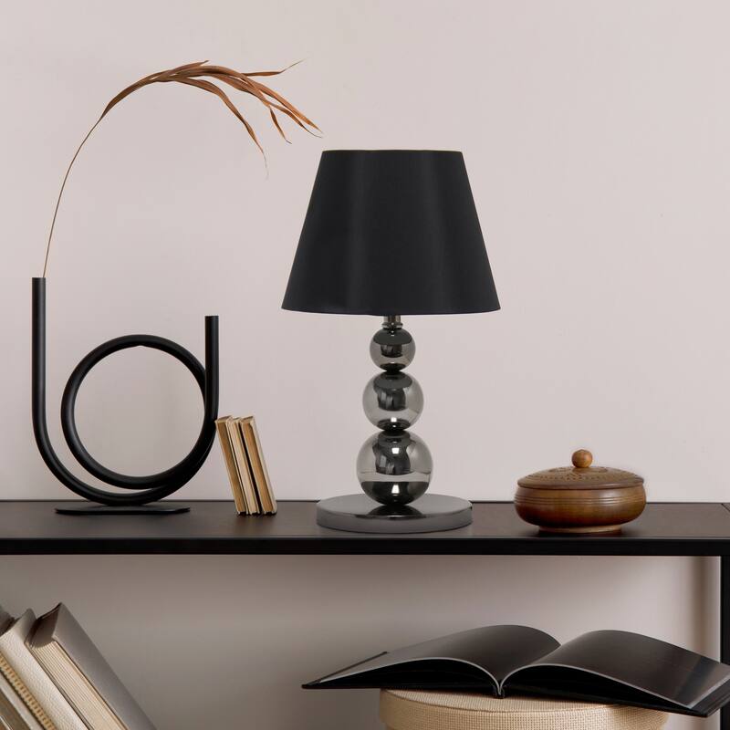 19.29 in. Black Finish Table Lamp with Black Shade, Sturdy Table Lamp for Living Rooms and Bedrooms