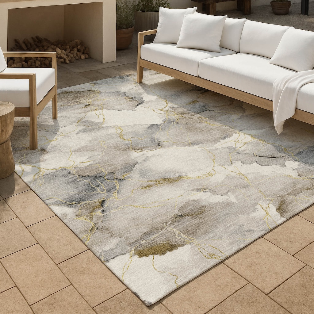 Machine Washable Indoor/ Outdoor Modern Brighton Chantille Rug