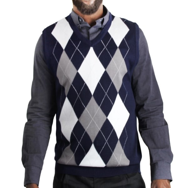 blue argyle sweater