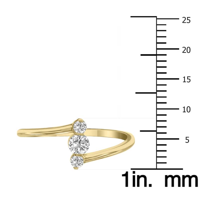 Marquee 1/4 CTW Vertical Three Stone Lab Grown Diamond Ring in 10K Yellow Gold (F-G Color, VS1- VS2 Clarity)