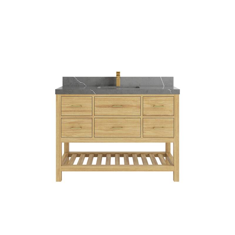 Willow Collections 48 in. W x 22 in. D Parker Solid Teak Single Sink Bathroom Vanity with Countertop