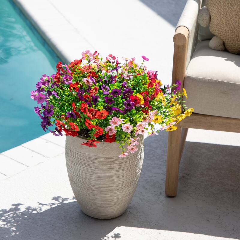 13-in UV Resistant Artificial Daisy Bush (Indoor/Outdoor) - Set of 12