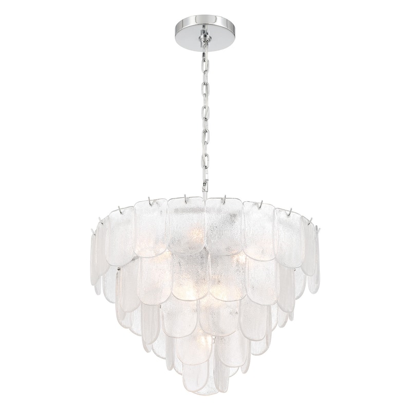 Artcraft Bianca Chandelier - Polished Nickel - 24.8" D x 24.8" W x 17.8" H - Crystalline