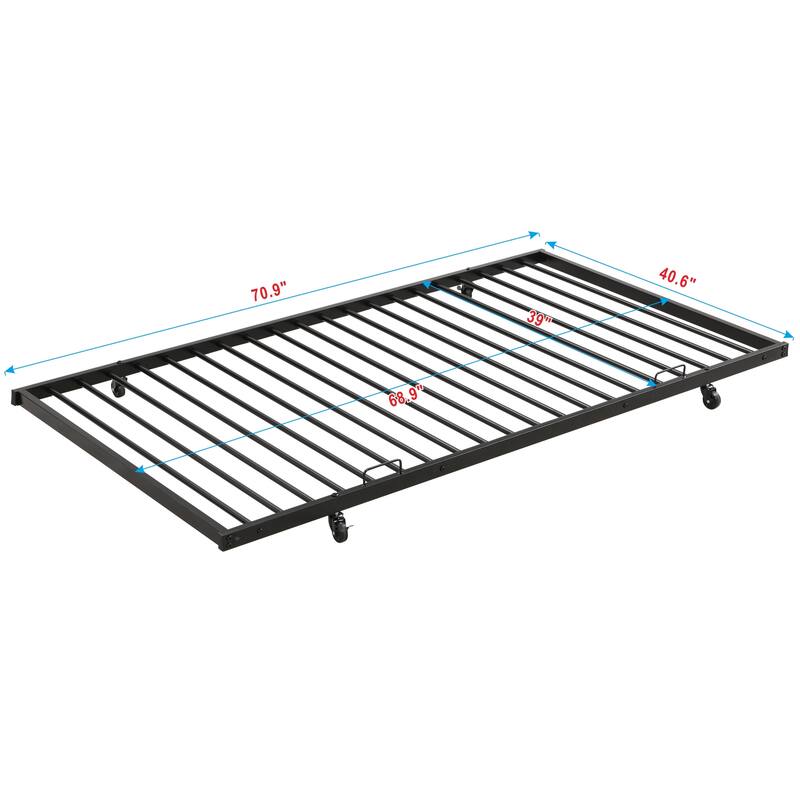 Space-Saving Full Over Full Metal Bunk Bed with Trundle, Sturdy Steel Frame, Easy Assembly, No Box Spring Required
