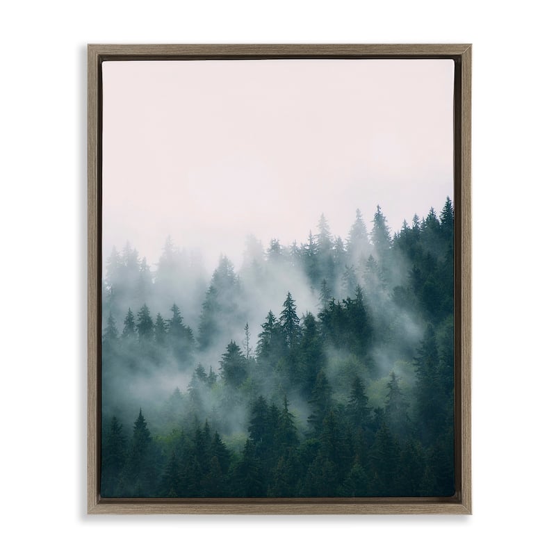 Stupell Misty Forest Trees Framed Floater Canvas Wall Art Design by Sisi and Seb - 25 x 31 - Brown