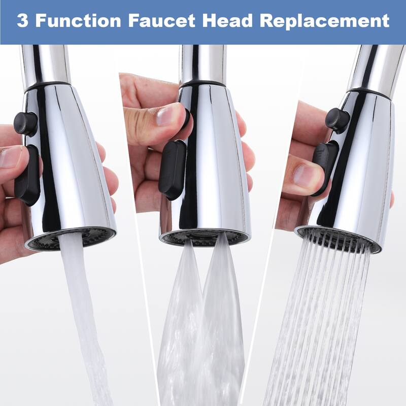 WOWOW 3 Function Kitchen Faucets Head Replacement with 9-Adapters