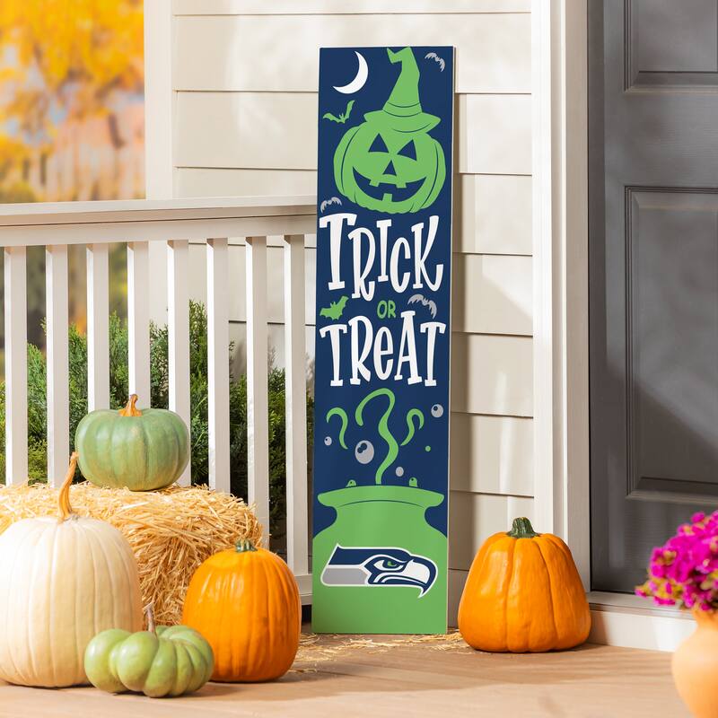 47" Double Sided Seasonal Porch Leaner, Seattle Seahawks - 47" x 11.25" - Halloween