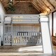 preview thumbnail 19 of 26, Twin Over Twin Wood Floor Bed Bunk Bed with Convertible Ladder and Slide for Home