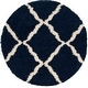 preview thumbnail 78 of 162, SAFAVIEH Dallas Shag Giusy Trellis 1.5-inch Thick Rug 6' Round - Navy/Ivory - Round