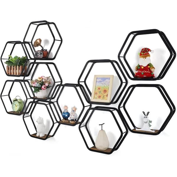 Hexagon Floating Shelves Black Metal Bed Bath & Beyond 37250673