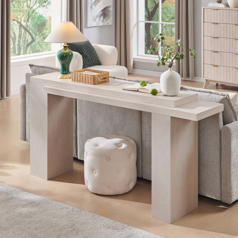 Modern Entryway Table, Wood Sofa Table Behind The Couch, Narrow Table - White Alder