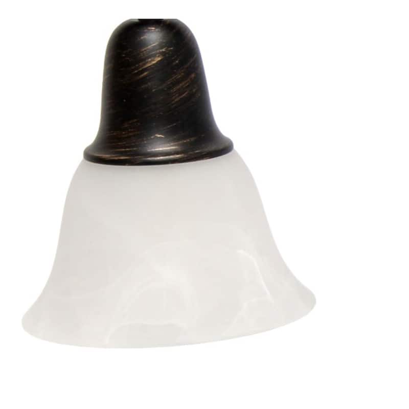 Wall Mounted Three Light Vanity Fixture with Alabaster Glass Bell Shade - 26.5" - Oil Rubbed Bronze and White