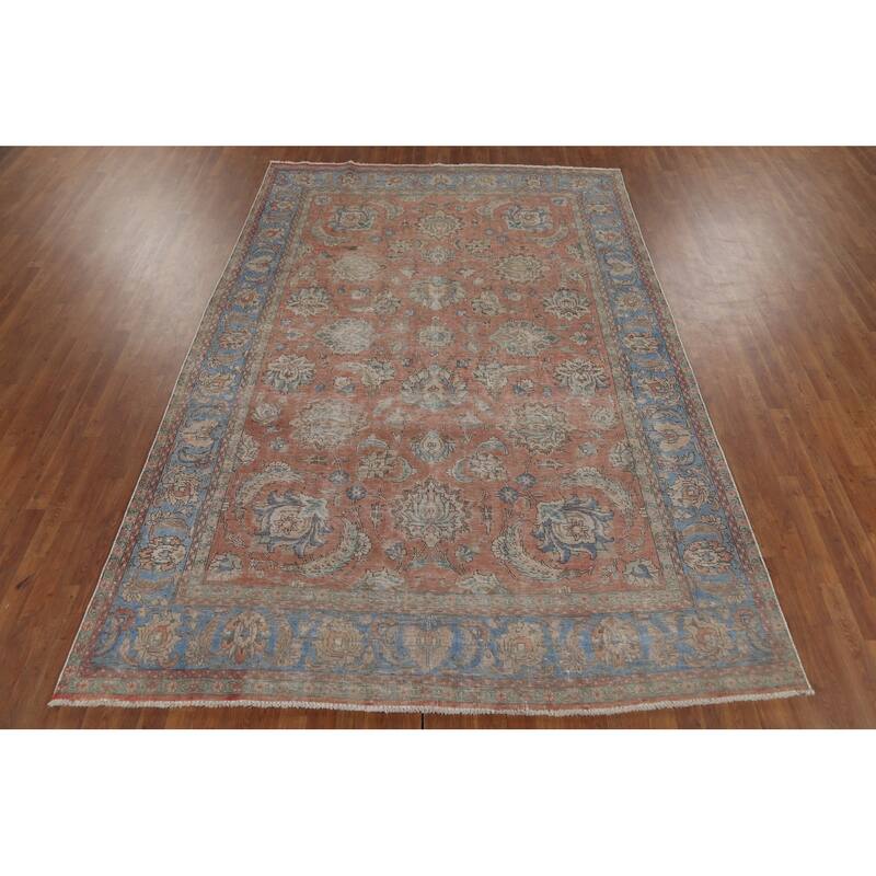 Traditional Tabriz Persian Vintage Rug Handmade Oriental Wool Carpet - 7'4"x 10'7"