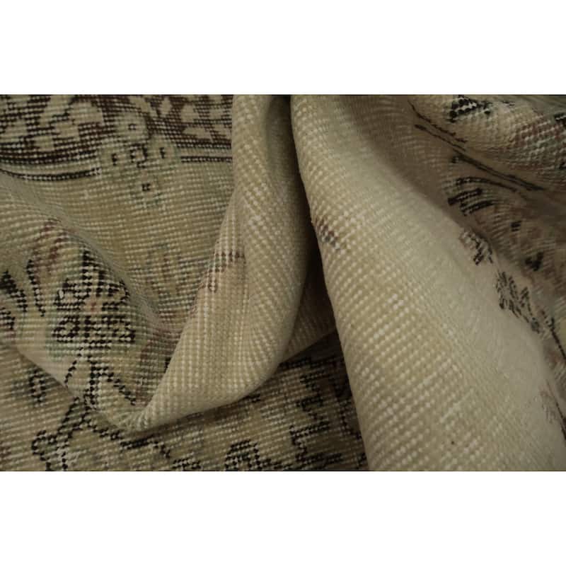 Hand Knotted Oriental 100% Wool Carpet Transitional Floral Beige & Ivories Anatolian Area Rug - 7' 0'' X 3' 11''