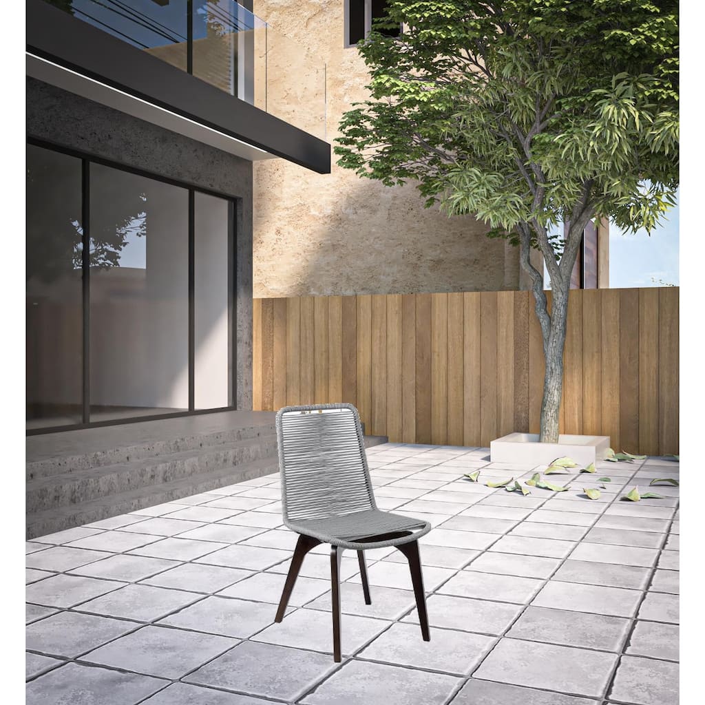 Set of Two 18" Silver Solid Wood Outdoor Dining Chair