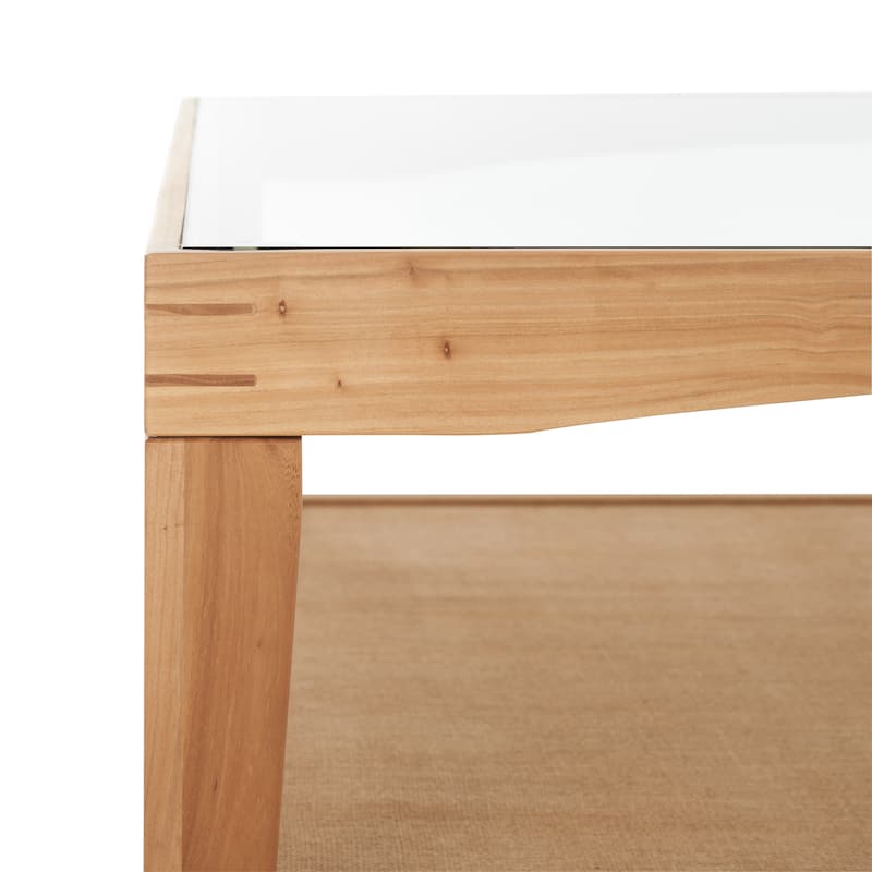 SAFAVIEH Couture Nicolella Solid Wood/Glass Top Square Coffee Table - 40"W x 40"D x 17"H