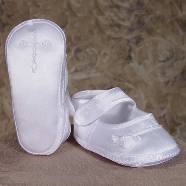 baby girl white christening shoes