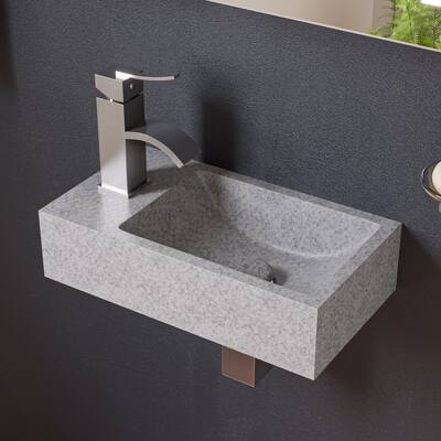 ALFI brand 16" Small Rectangular Solid Concrete Gray Matte Wall Mounted Bathroom Sink