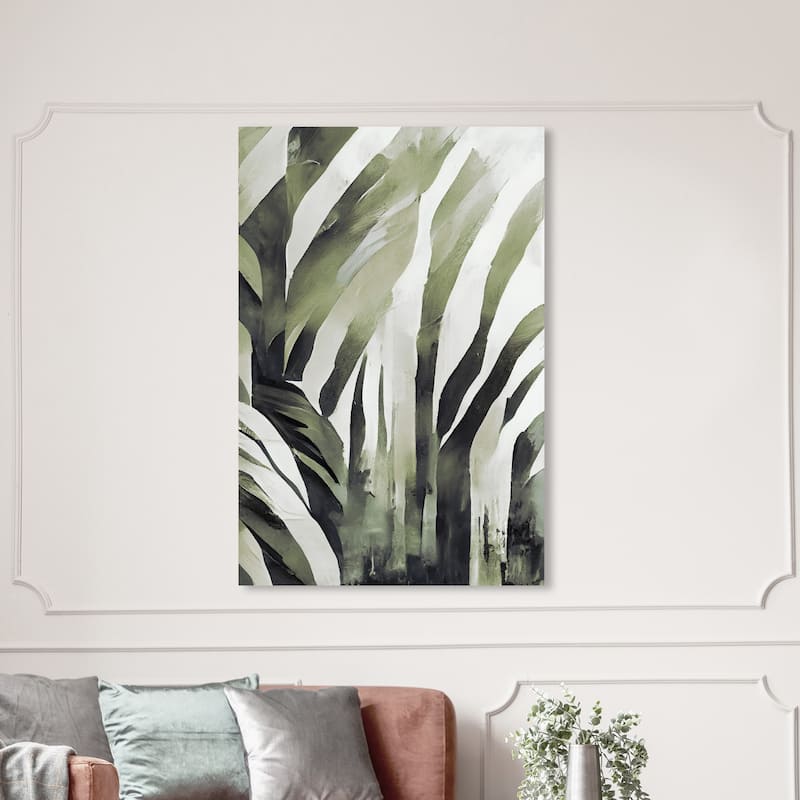 Wynwood Studio Canvas Abstract Jungle Fern Fade Green and Army Green Modern & Contemporary Wall Art Canvas Print - 54 x 36
