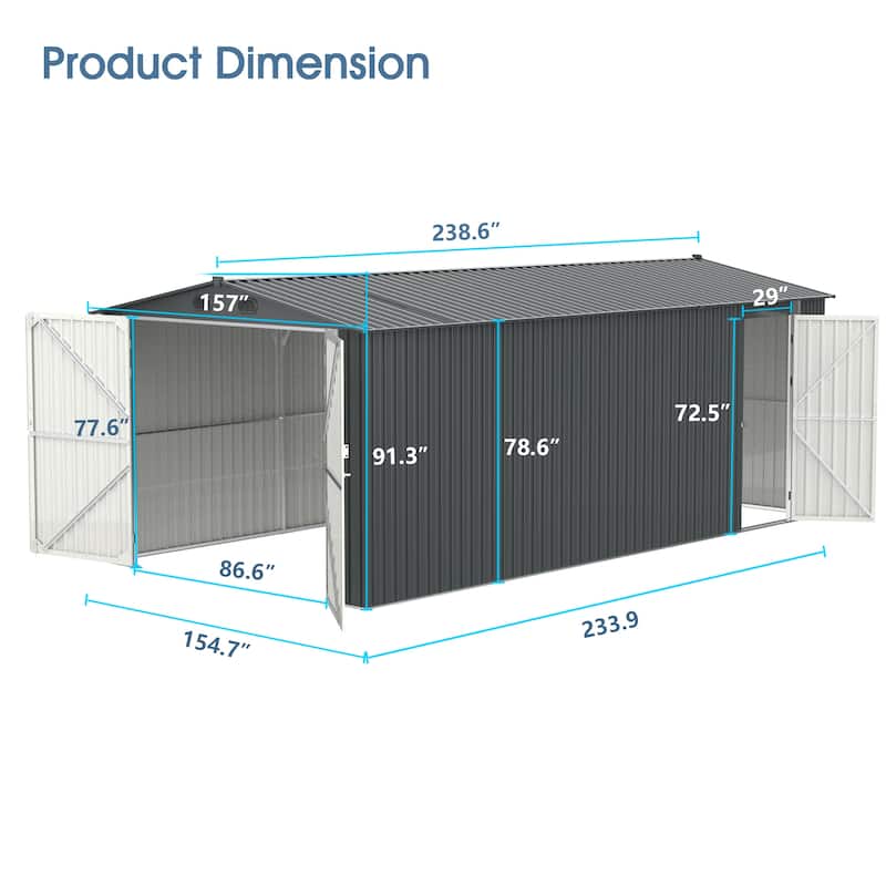 Versatile Outdoor Storage Shed for Garden & Patio Utilities and Vehicles