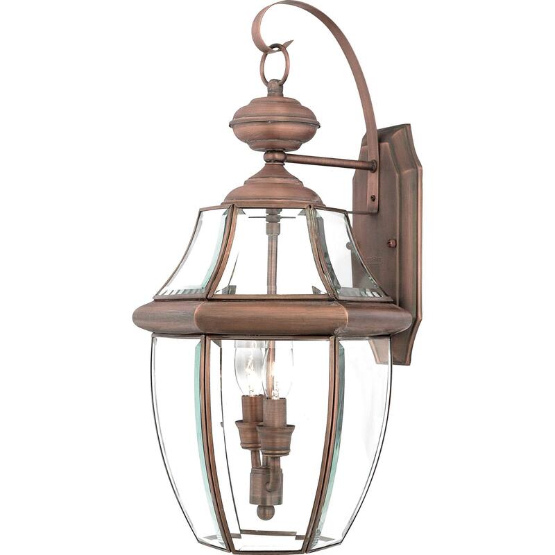 Roseto Gaines 2 Light 20" Tall Outdoor Wall Sconce with Clear Glass - Aged Copper