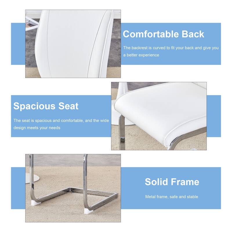 Set of 4 Dining Chair with Arched Metal Silver Leg