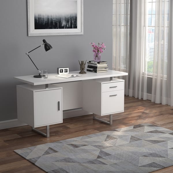 Jensen White Gloss 1-drawer Office Desk - Overstock - 33988700