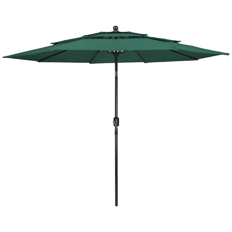 9.75ft Outdoor Patio Market Umbrella with Hand Crank and Tilt, Green