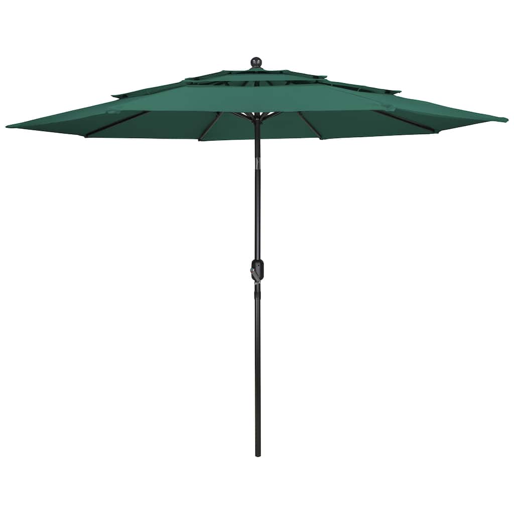 9.75ft Outdoor Patio Market Umbrella with Hand Crank and Tilt, Green