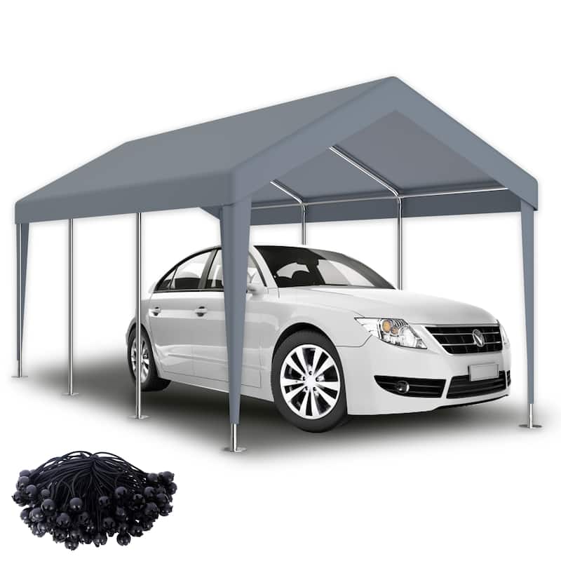 12 x 20ft Carport Replacement Canopy Cover, Waterproof & UV Protected Tarp with 76 Elastic Buckles Suit for Garage Shelter - Grey