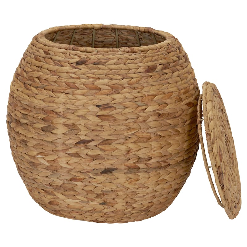Household Essentials Handwoven Barrel Wicker Storage Basket Side Table - 17.0"L x 17.0"W x 19.0"H
