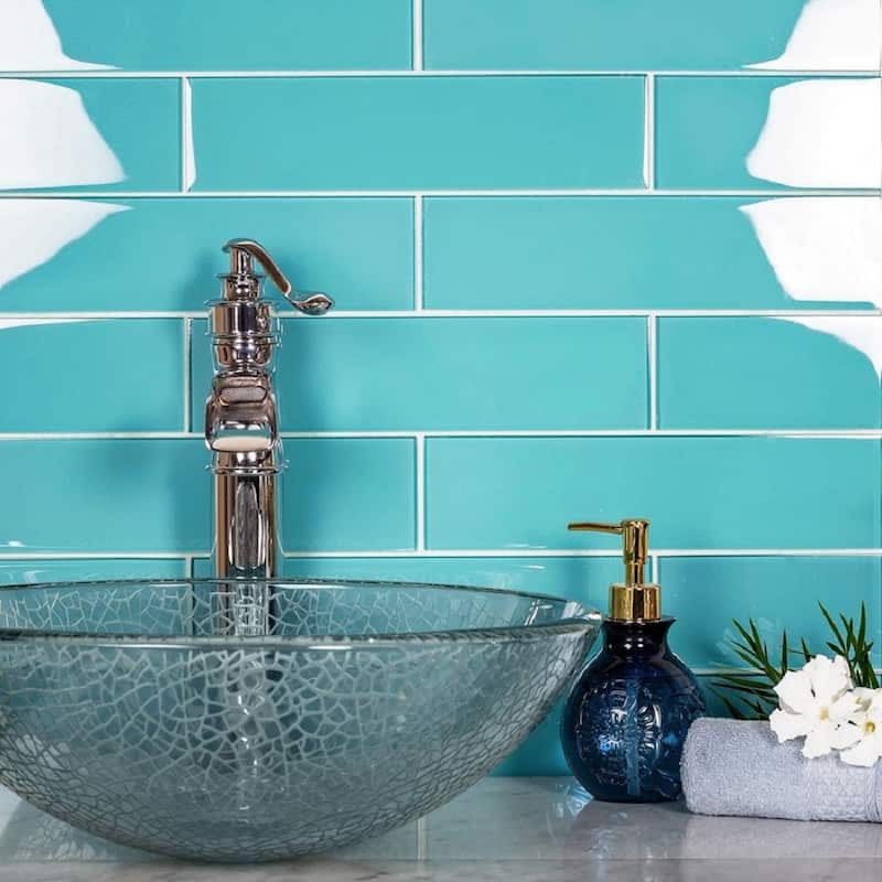 Apollo tile 3" x 12" Colorway Glossy Sky Blue Glass Tile (5 sq ft/case) - 20 Pack