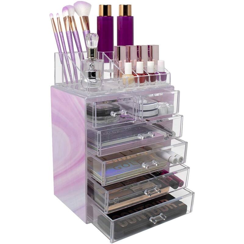 Acrylic Cosmetics Makeup Storage Case Display Set - 6 Drawers & Slots
