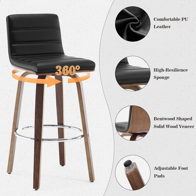 26"/29" Faux Leather Swivel Bar/Counter Stools, Set of 2/3