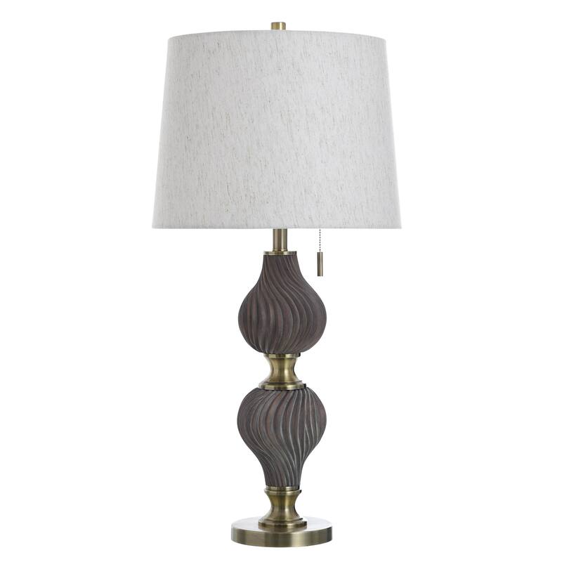 StyleCraft Rowan Table Lamp - Soot Gold, Heathered Oatmeal