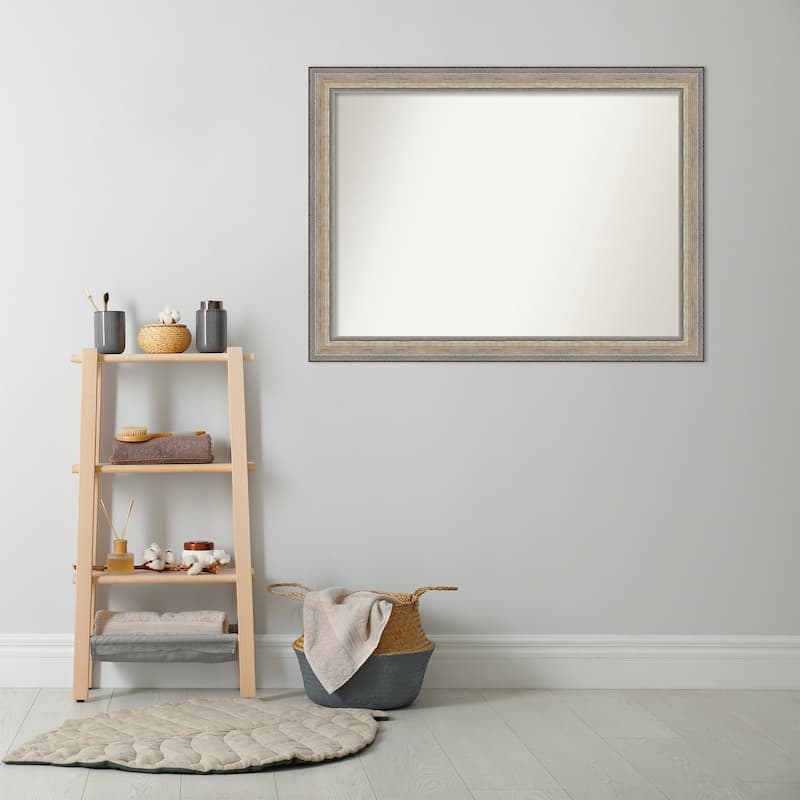 Fleur Silver Non-Beveled Wood Framed Bathroom Vanity Wall Mirror - Fleur Champagne Silver