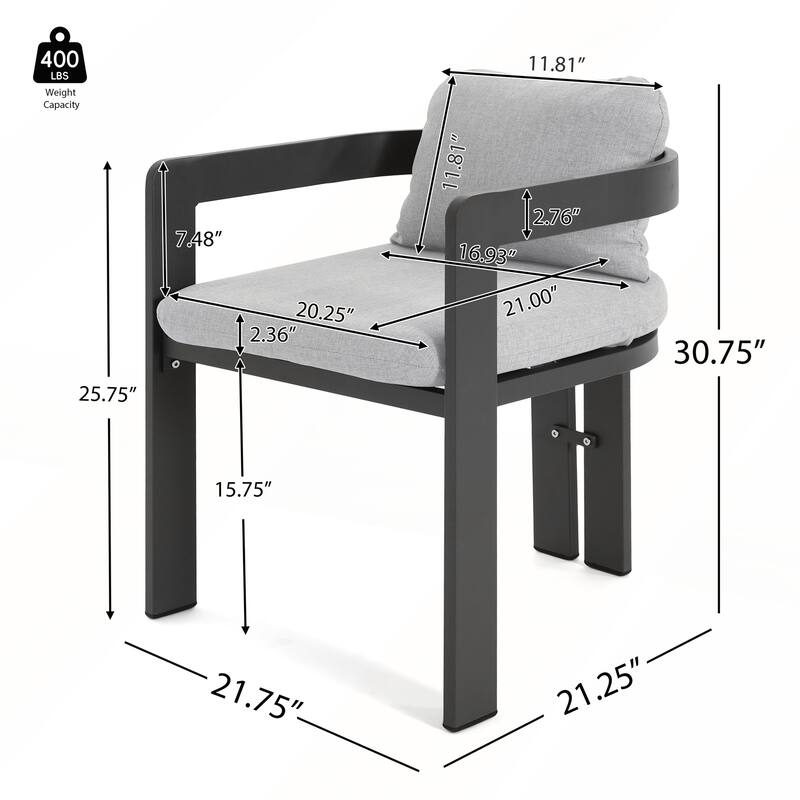 Patio Outdoor Aluminum Dining chair Set of 2