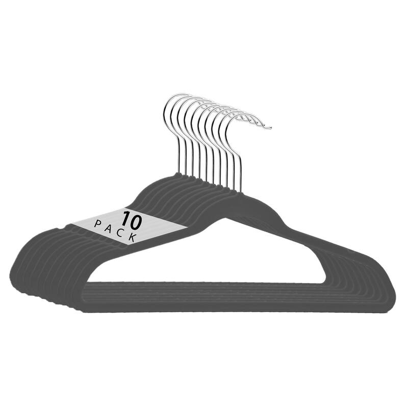 Simplify Childrens 10 PK Velvet Hanger - Grey