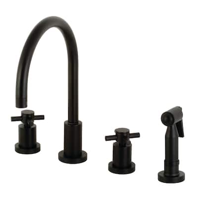 Kingston Brass Concord 8" Widespread Kitchen Faucet with Brass Sprayer