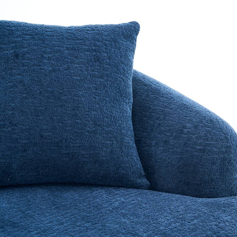 Modern Chenille L-Shaped Modular Sectional Sofa with Curved Chaise and 4 Pillows for Living Room