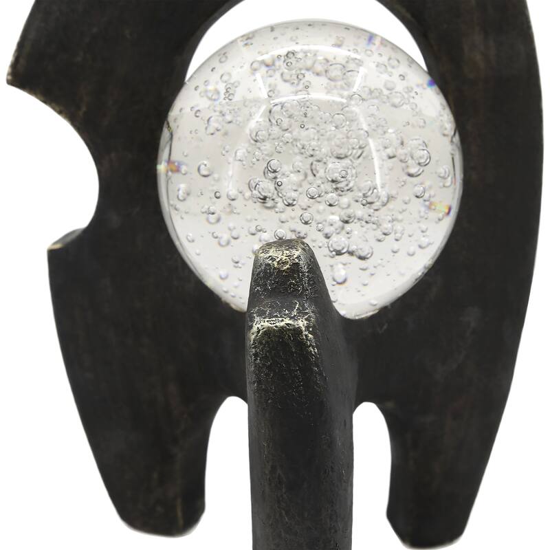 Sagebrook Home Massimo Large 13" Bronze Statuary - Resin and Crystal Decorative Object for Modern Homes - 9" x 7" x 13"