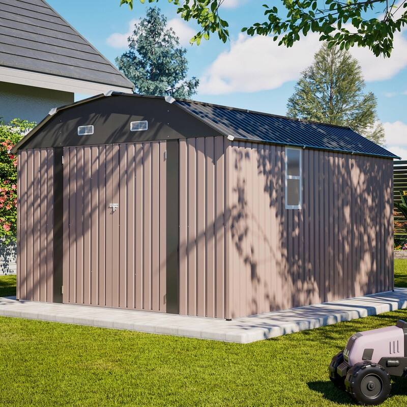 10' x 12' Outdoor Storage Shed, Heavy-Duty Rust-Resistant Steel Tool Shed with Floor Frame Kit