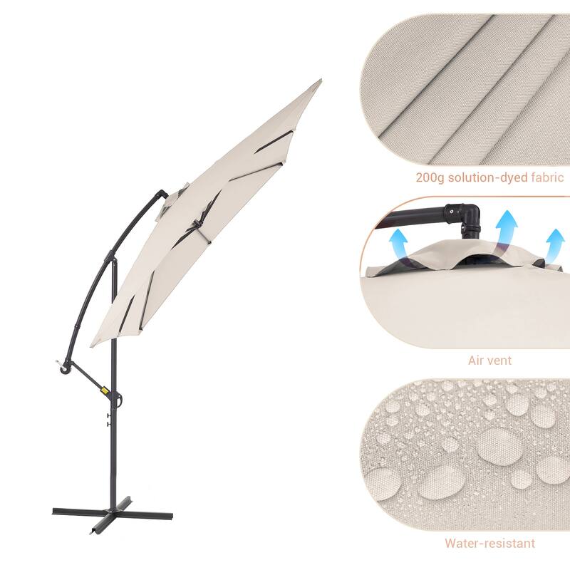 LIVOOSUN 8.2x8.2ft Offset Patio Umbrella Hanging Umbrella w/Steel Ribs