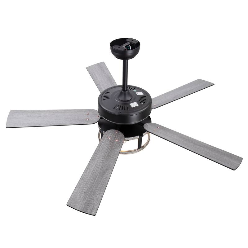 52" Reversible 5-Blade Caged Ceiling Fan with Light and Remote