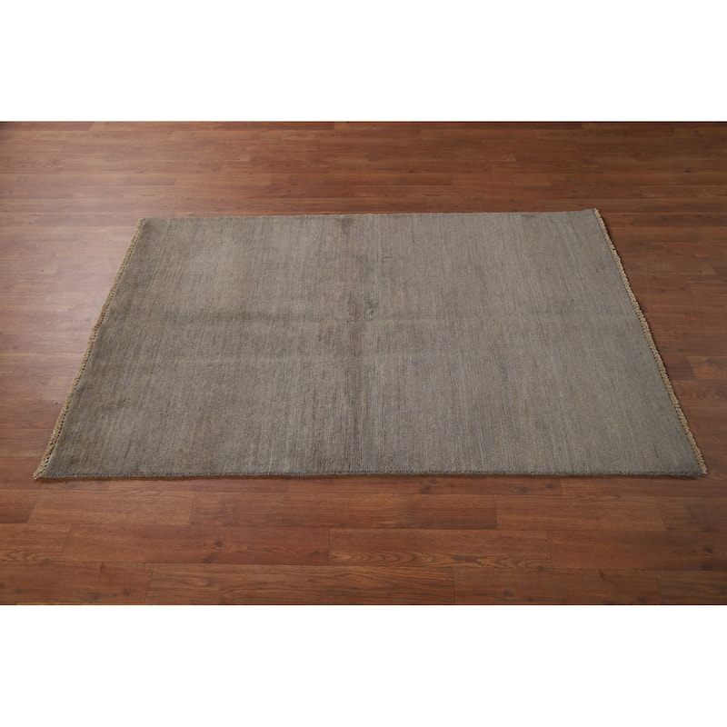 Gray & Beige Gabbeh Modern Foyer Rug Handmade Wool Carpet - 3'4"x 4'10"