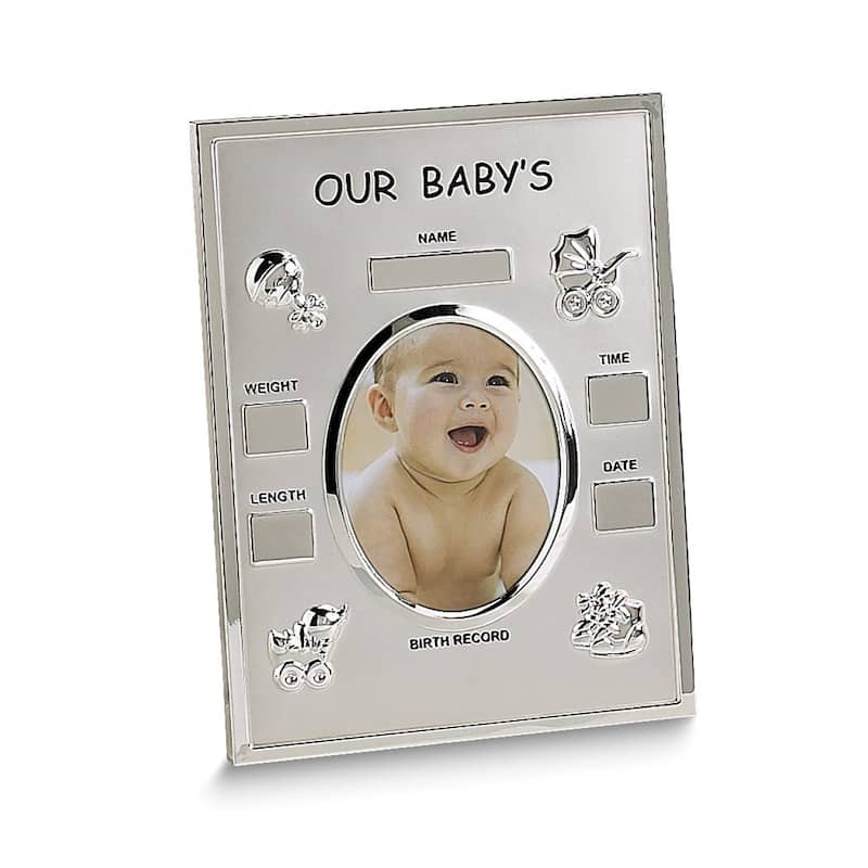 Curata Silver-Tone Our BabyS Birth Record 3.5x4.5 Photo Frame