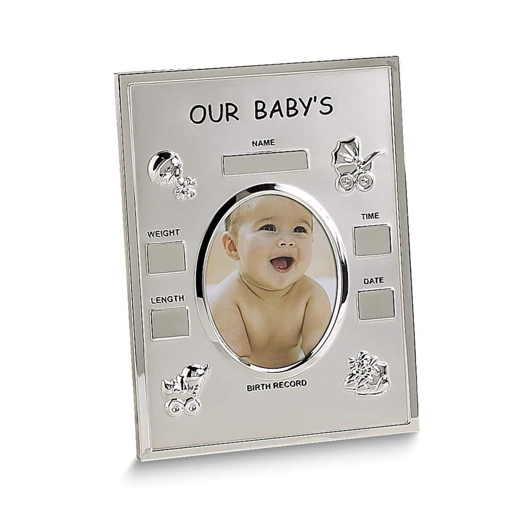 Curata Silver-Tone Our BabyS Birth Record 3.5x4.5 Photo Frame