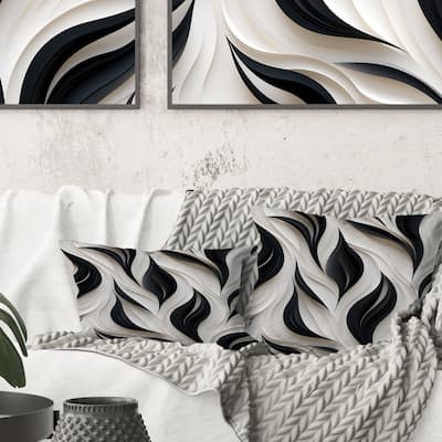 Designart "White And Black Minimalist Elegance I" Striped Printed Throw Pillow
