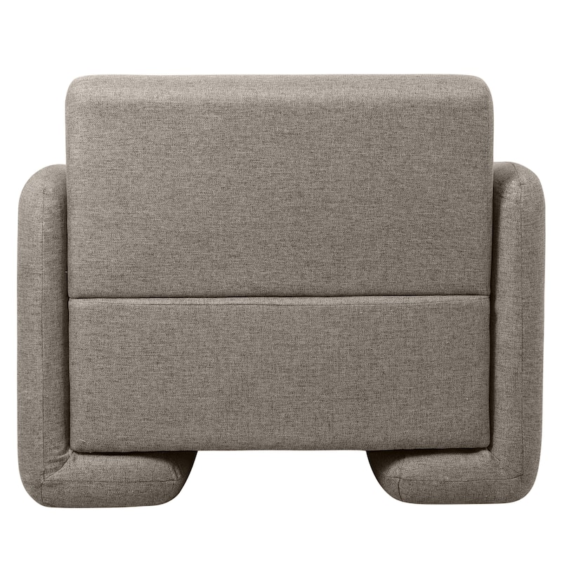Nyta Mid-Century Accent Armchair in Deep Foam Seat, Boucle or Linen Upholstery, and Plastic Glides with Solid Wood Support